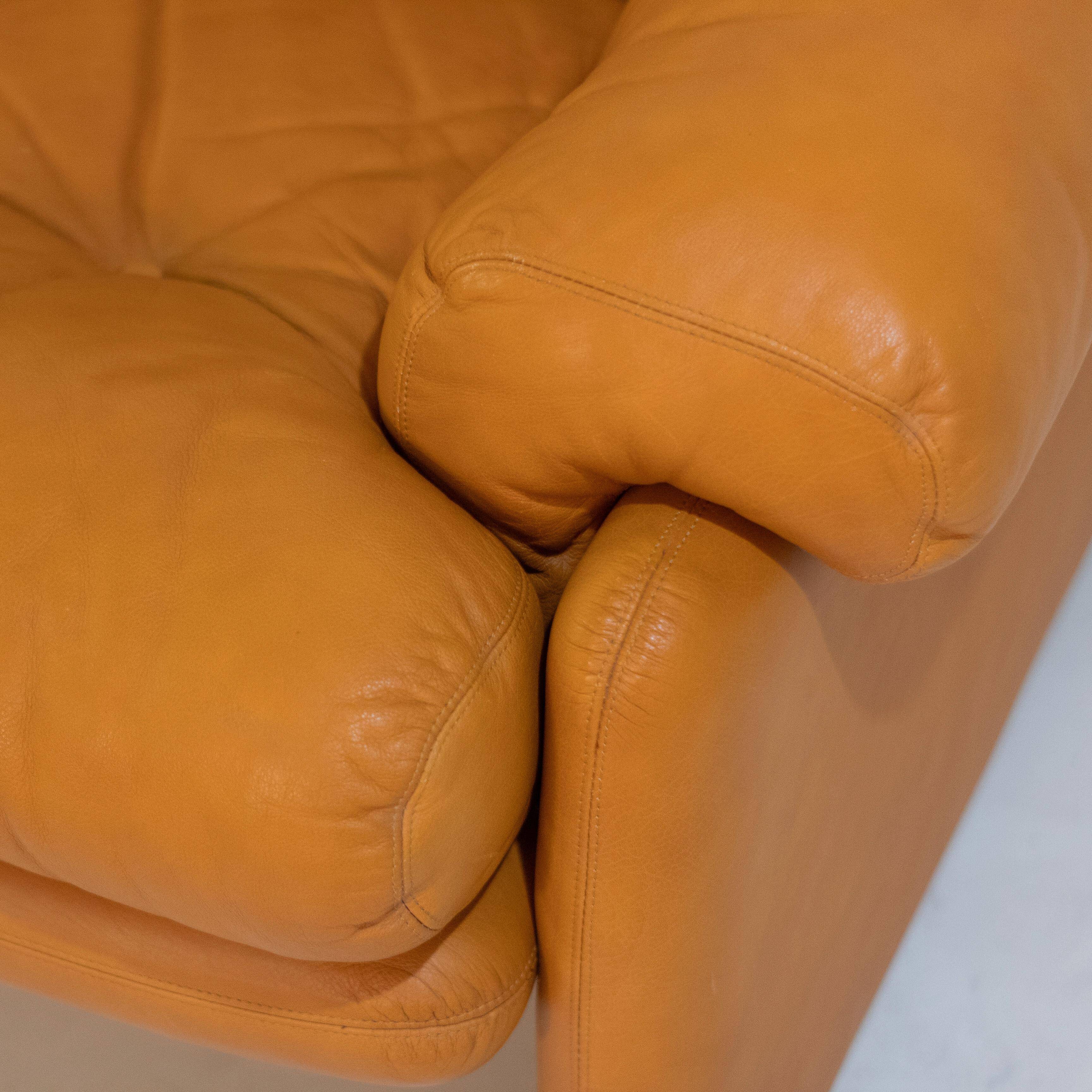 Vintage Coronado Brown Leather Living Room Set Tobia Scarpa Labeled C&B Ita