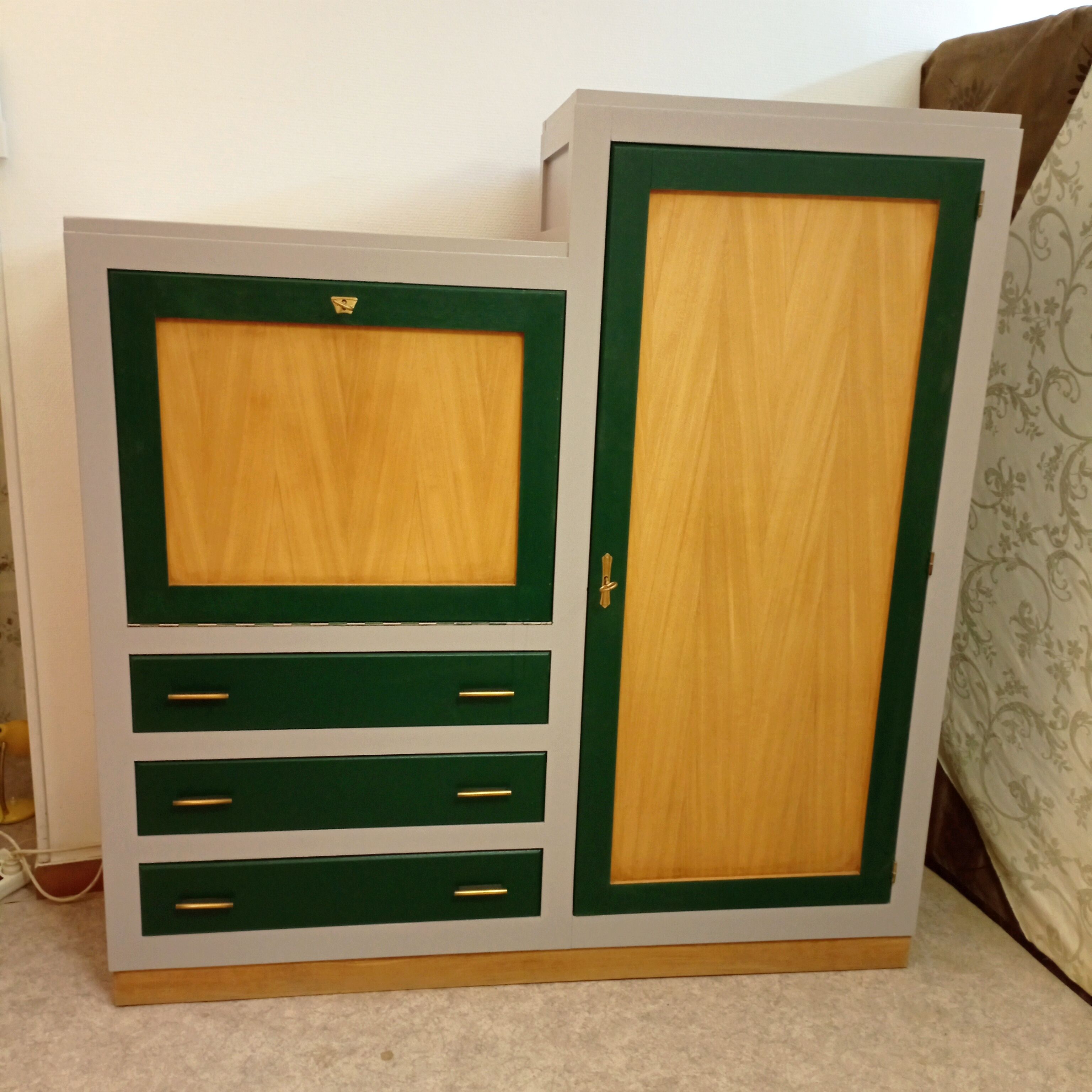 Vintage combo furniture dresser secretary wardrobe