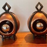 Pair of art deco lamps in brassware