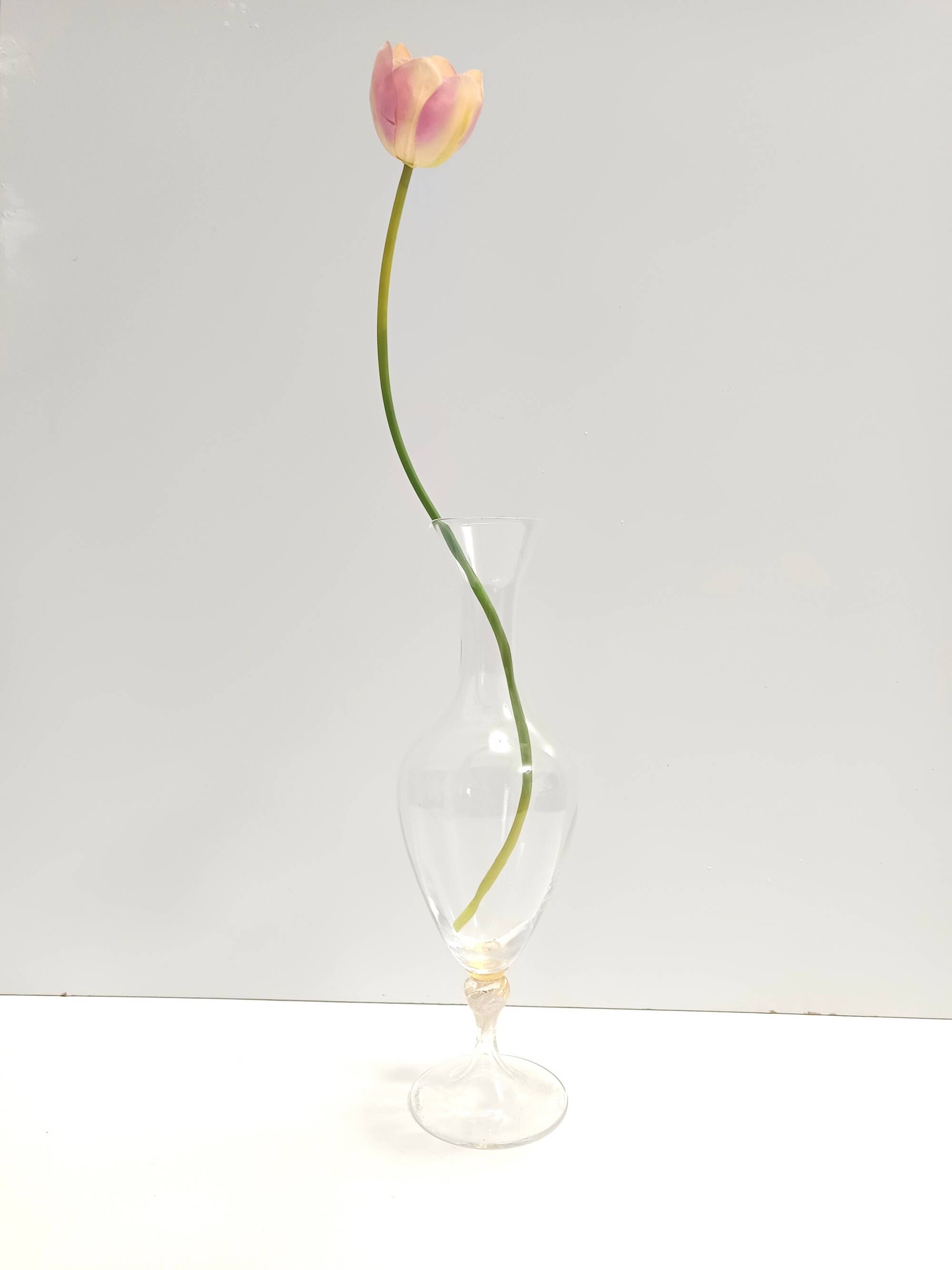 Transparent and Murano Glass Pitcher Vase by La Murrina with Gold Leaf, Ita