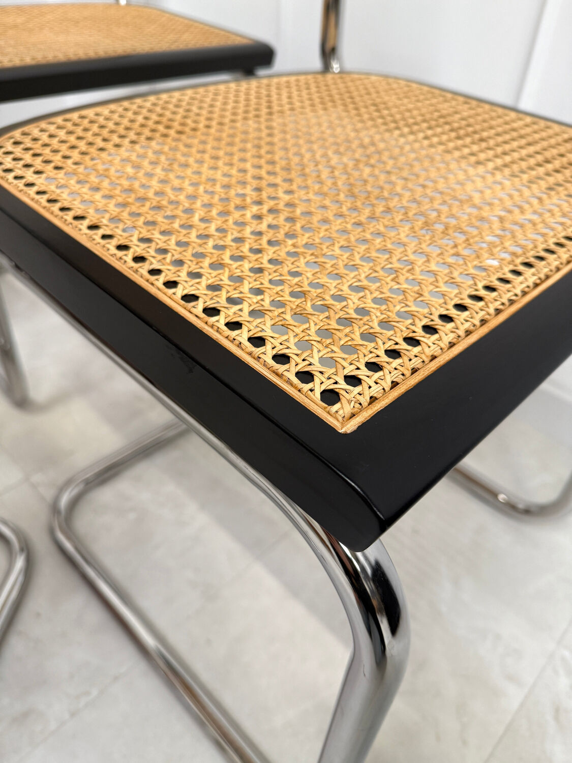 Pair of black B32 Cesca chairs