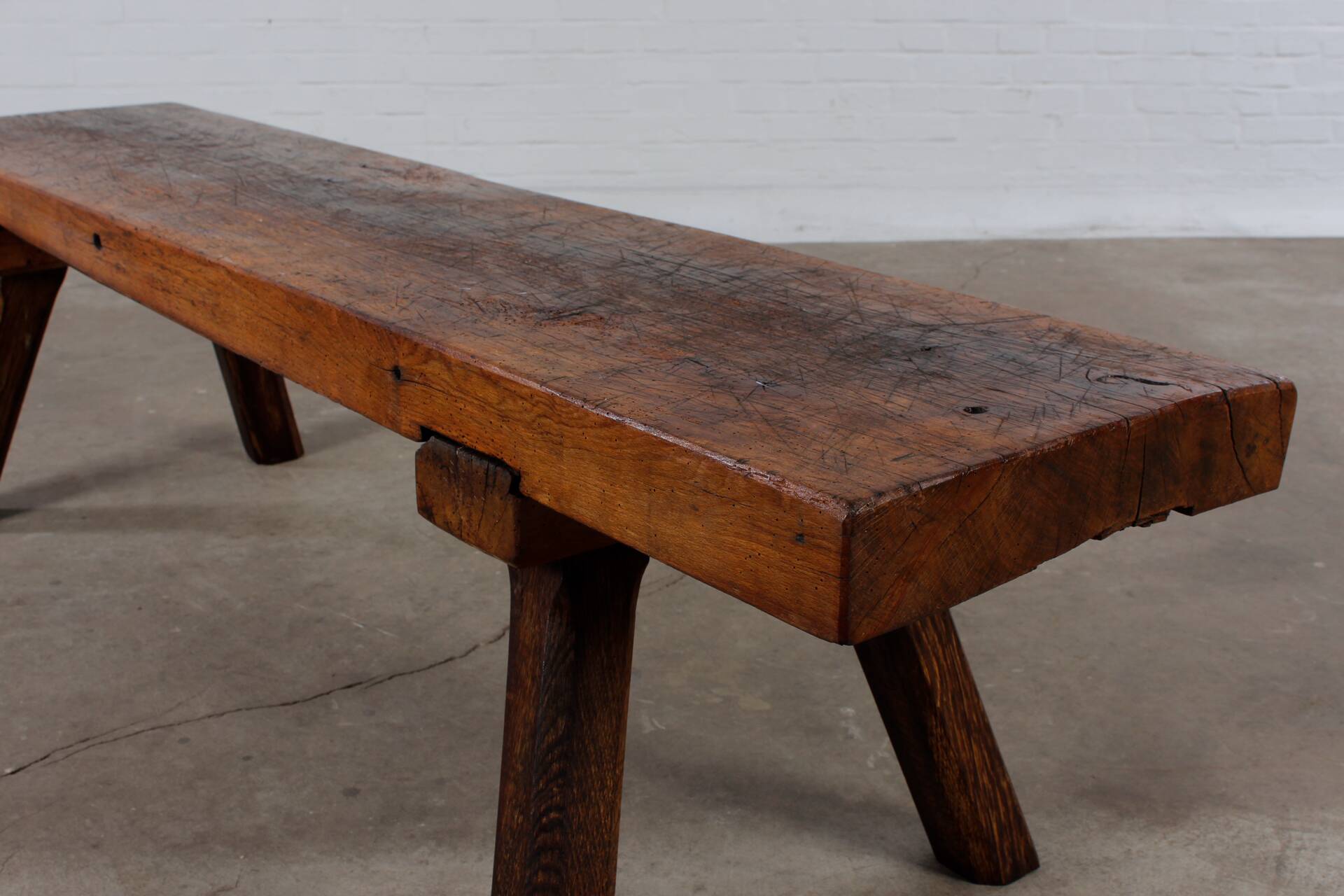 Restaurierte Schlachtebank Sitzbank coffeetable Blumenbank