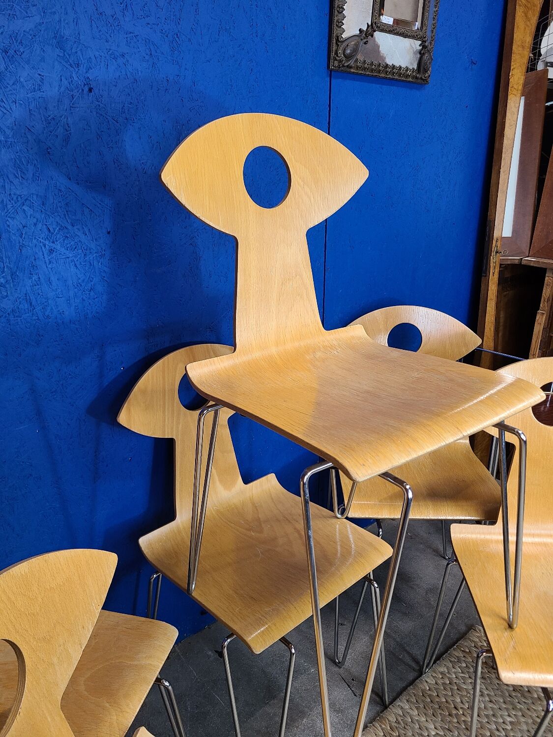 Suite de 6 chaises empilables Yamakado "Cocotte" - circa 1990