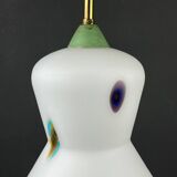 Mid-century Murano opaline glass pendant lamp by Stilnovo, 1950s.