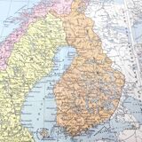 Old map Scandinavia Norway Sweden Finland 43x43cm from 1950