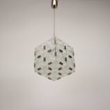 Mid-Century Square Clear Glass Pendant by Kamenicky Senov, 1960's