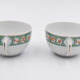 2 cups Christofle Oceana Green Ginkgo porcelain