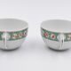 2 cups Christofle Oceana Green Ginkgo porcelain
