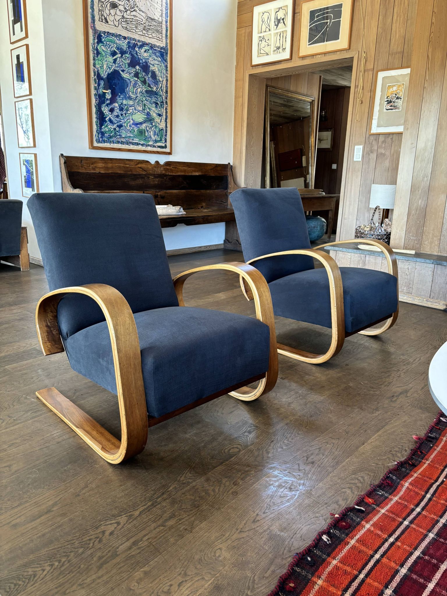 Vintage 1950s armchair inspired by Alvar Aalto, Set of 2