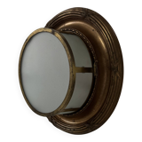 Vintage XL wall light, brass and frosted glass, France, 1920.