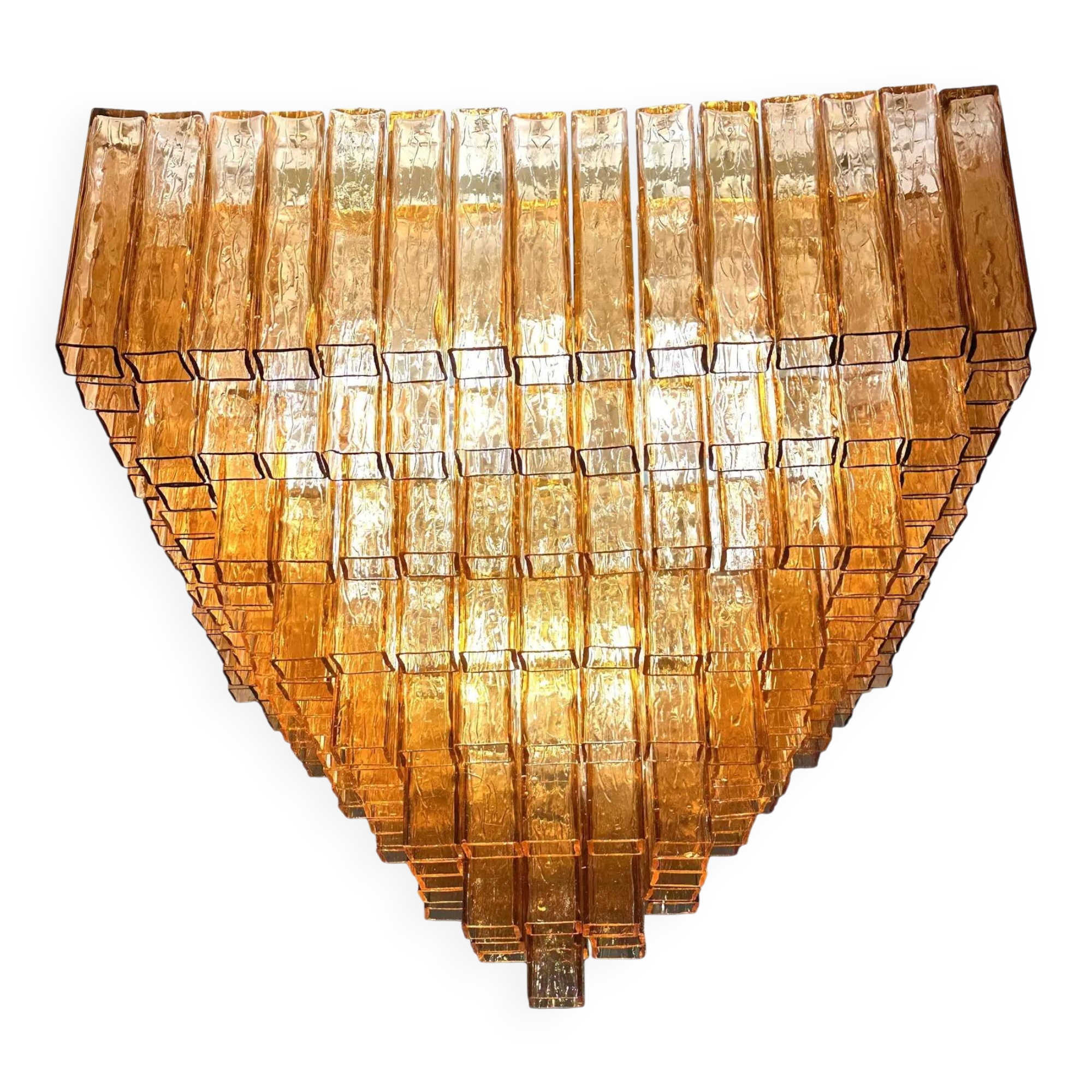 Majestic Luxury Venetian Amber-Rosè Murano Glass “Squared” Elements.