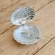 Vintage shell butter dish in silver-plated metal and glass with knife - Style