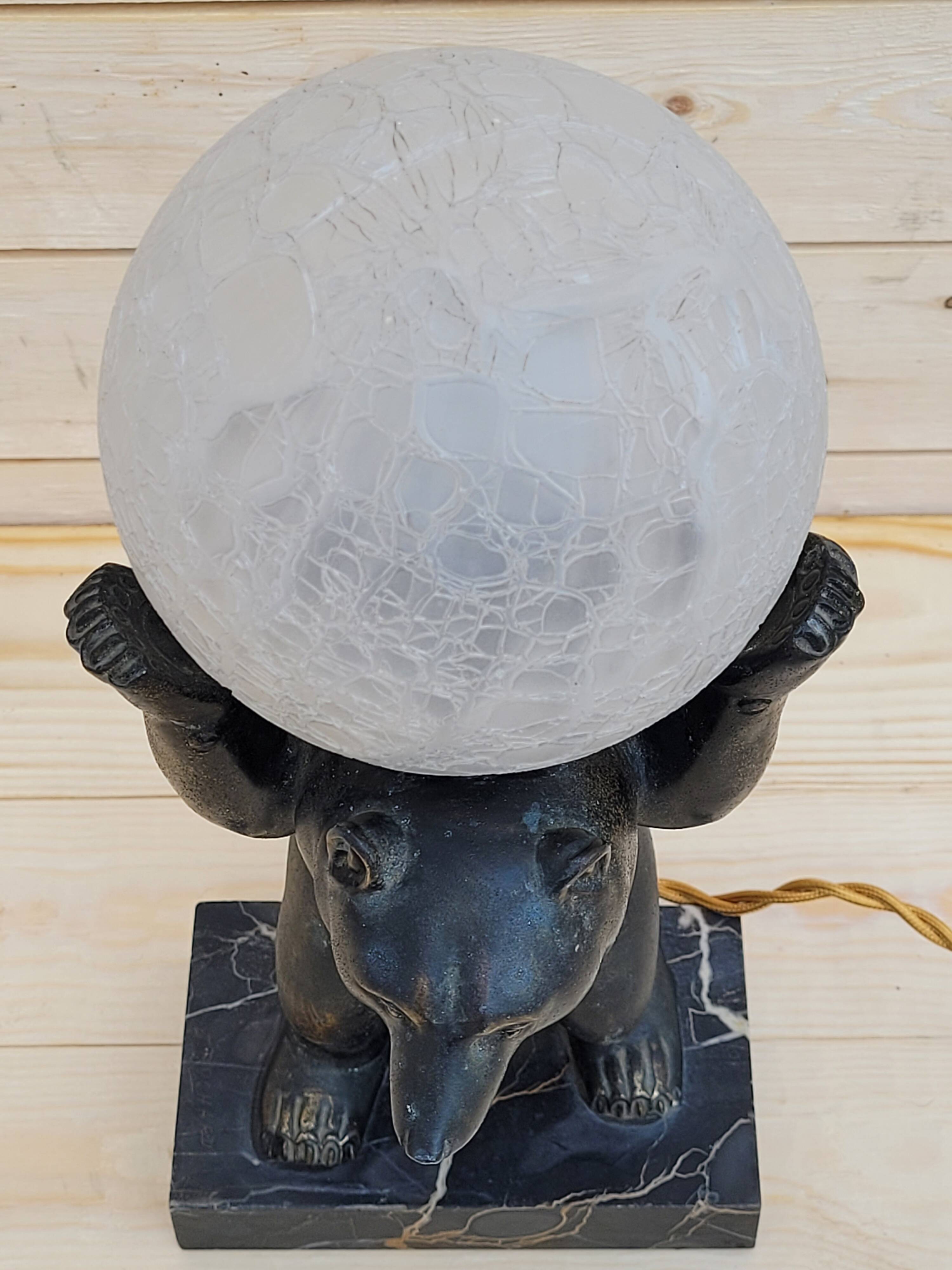 Art deco Bear lamp signed by the artist Irénée Rochard, circa 1930.