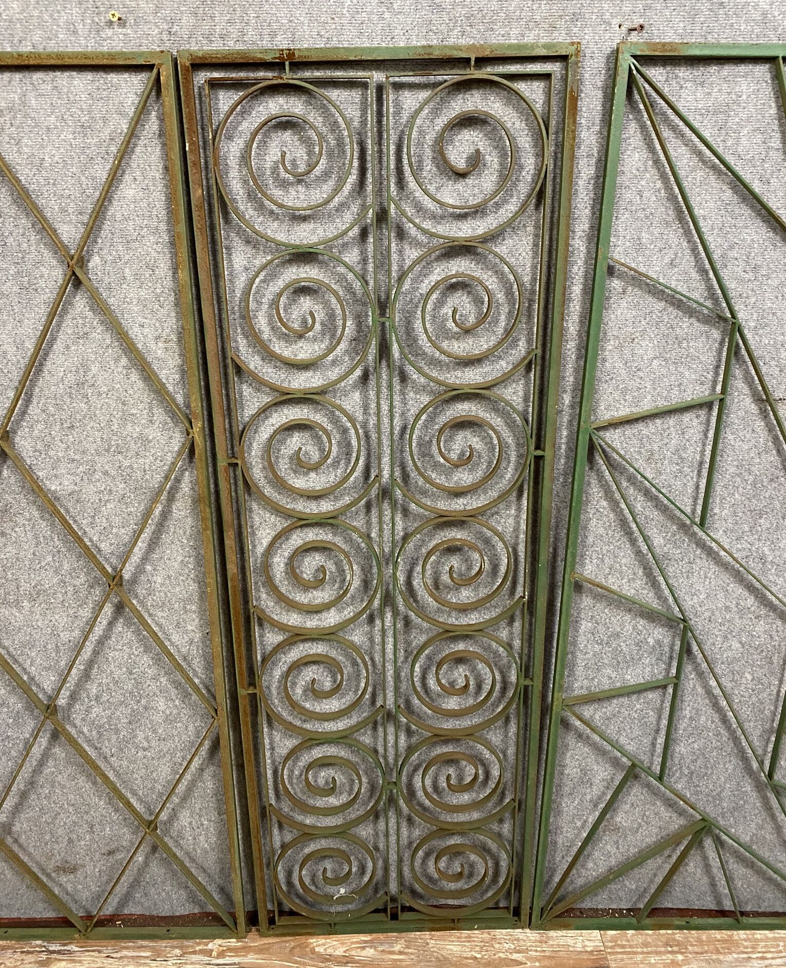 3 elevator grilles in polychrome iron art deco period around 1920-1925