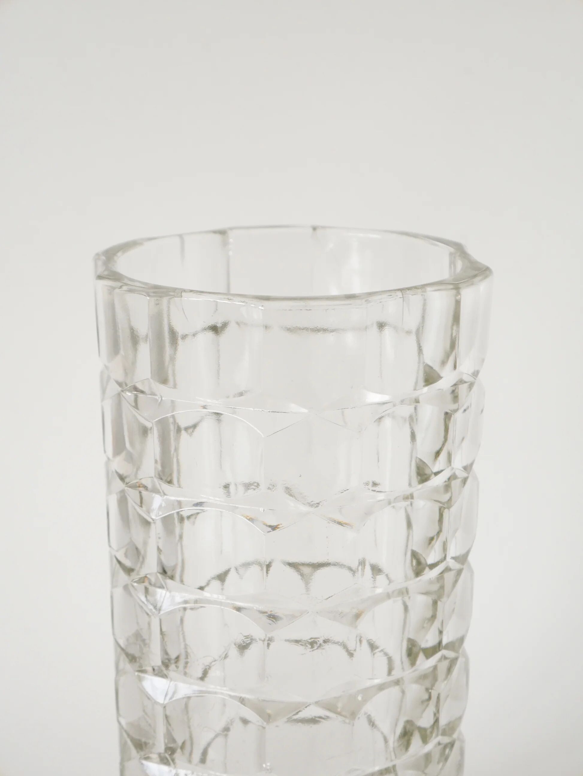 Large pressed moulded glass vase, made in Italy, 1970.