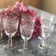 6 old engraved crystal glasses