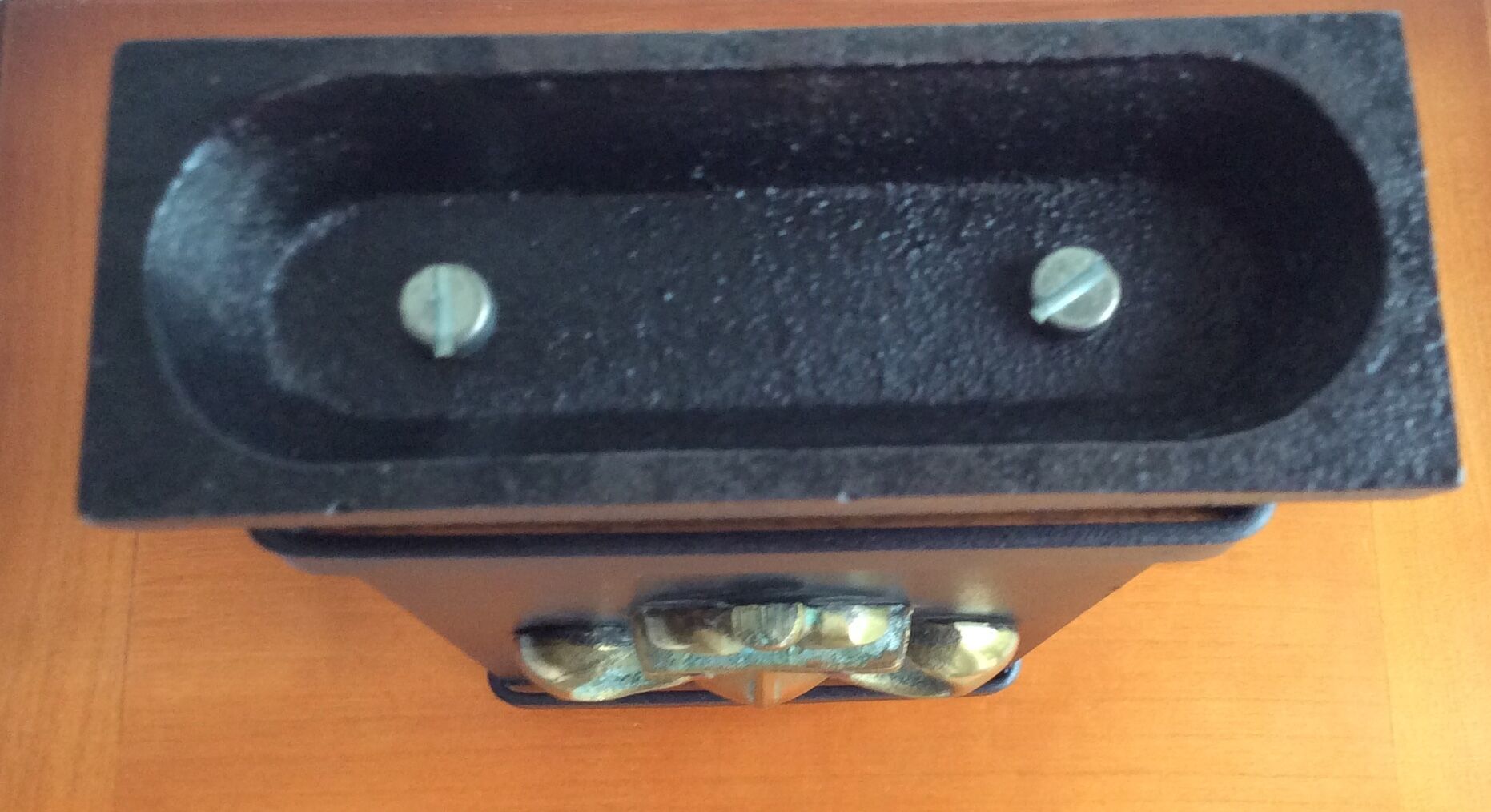 Matchbox holder (xxl) for steel and brass fireplace (fleur de lys) - vintage