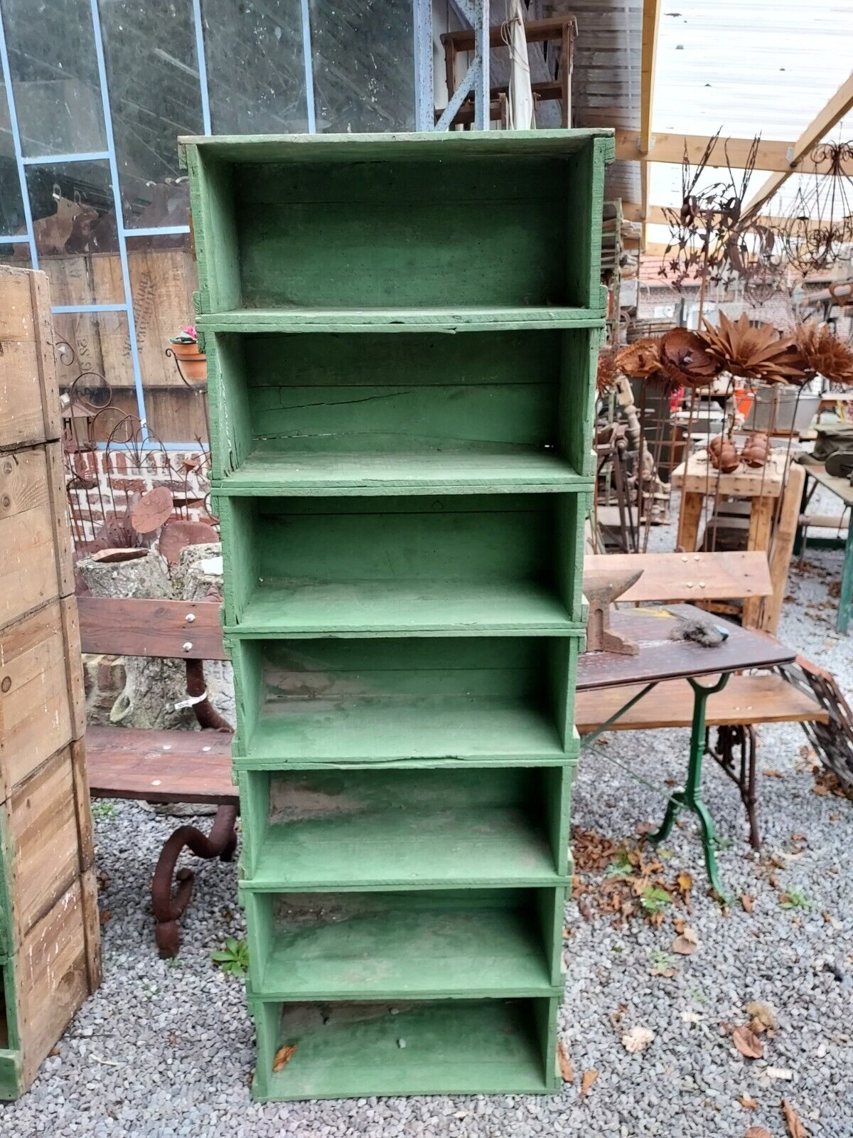 Wooden workshop shelf