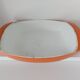 Double casserole in orange cast iron Le Creuset design Raymond Loewy