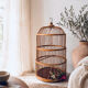 Large bamboo and rattan birdcage from the 1970s.