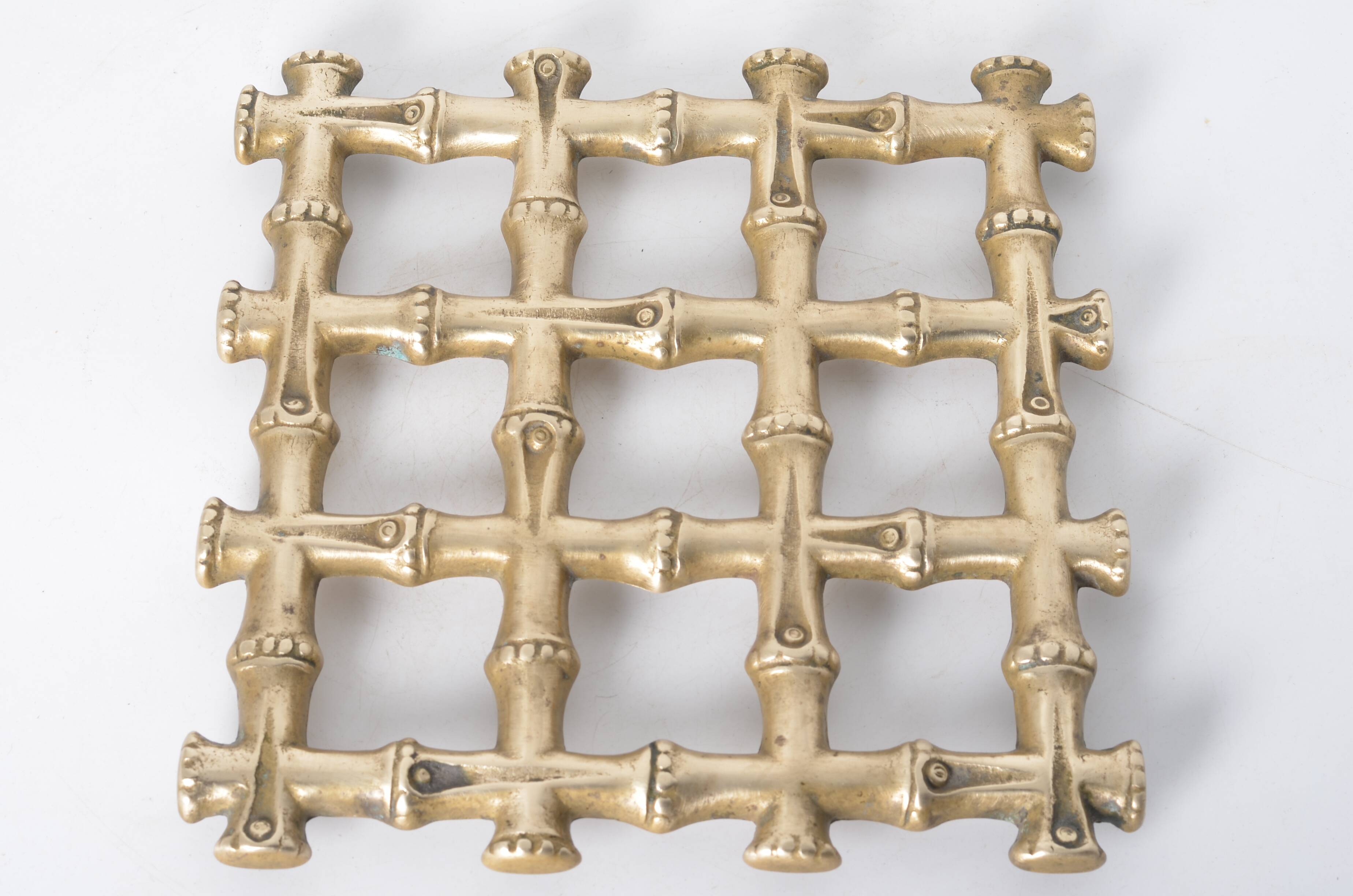 Brass imitation bamboo trivet