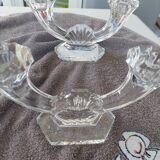 Pair of val st lambert imperial double light candlesticks