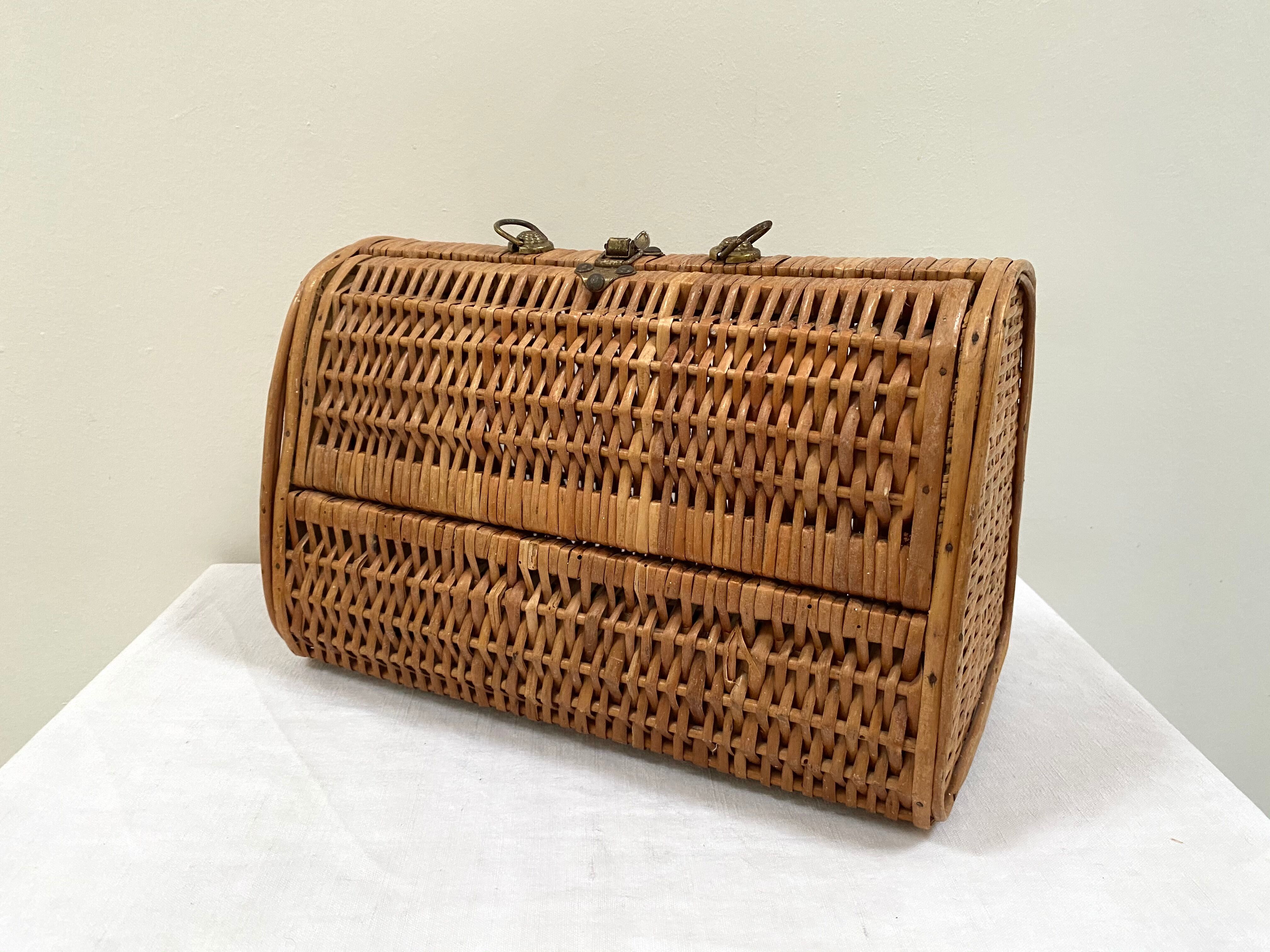 Wicker rattan basket from the 70s