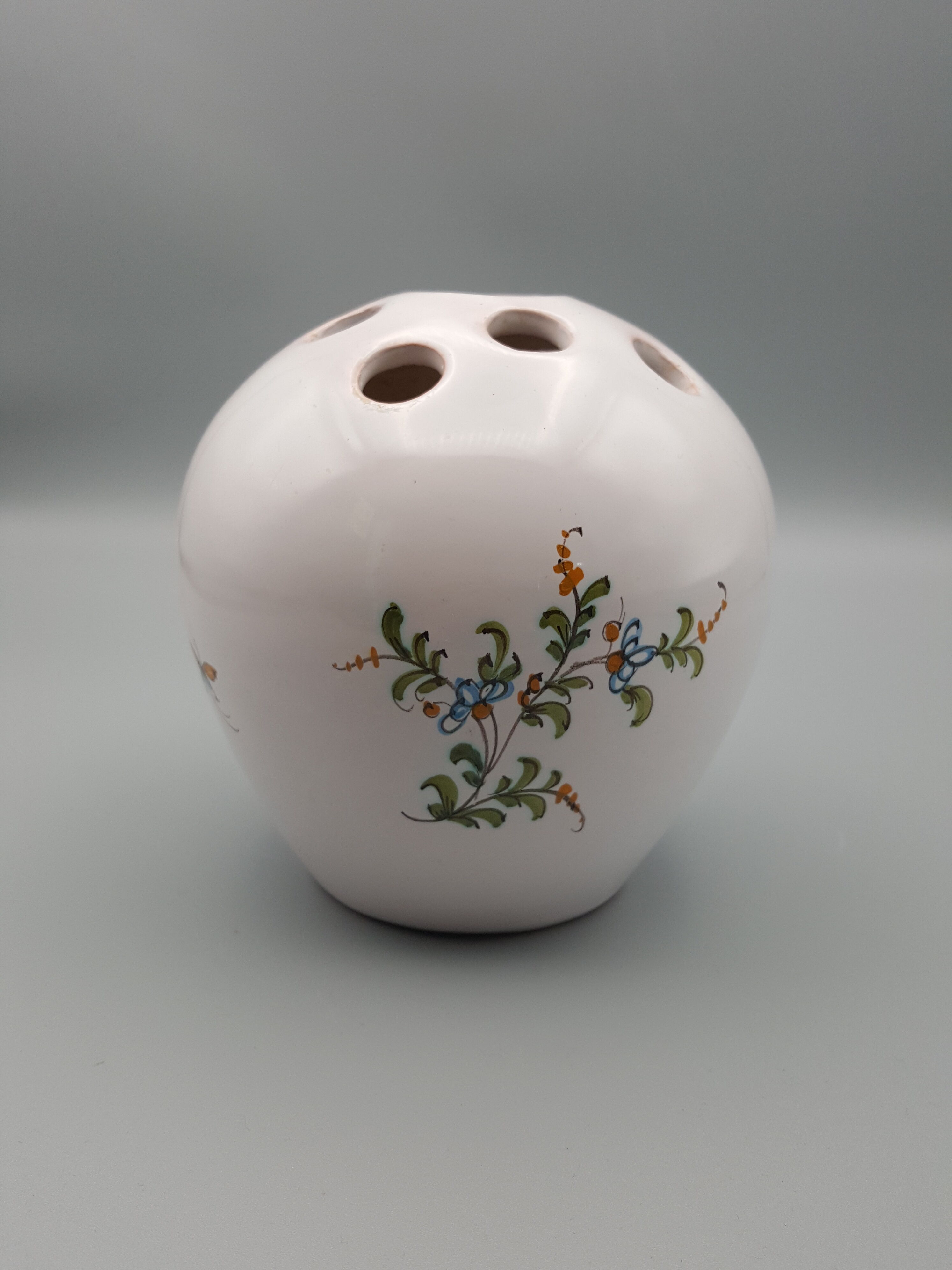 Pique-fleurs céramique Lallier Moustiers fleur oiseau