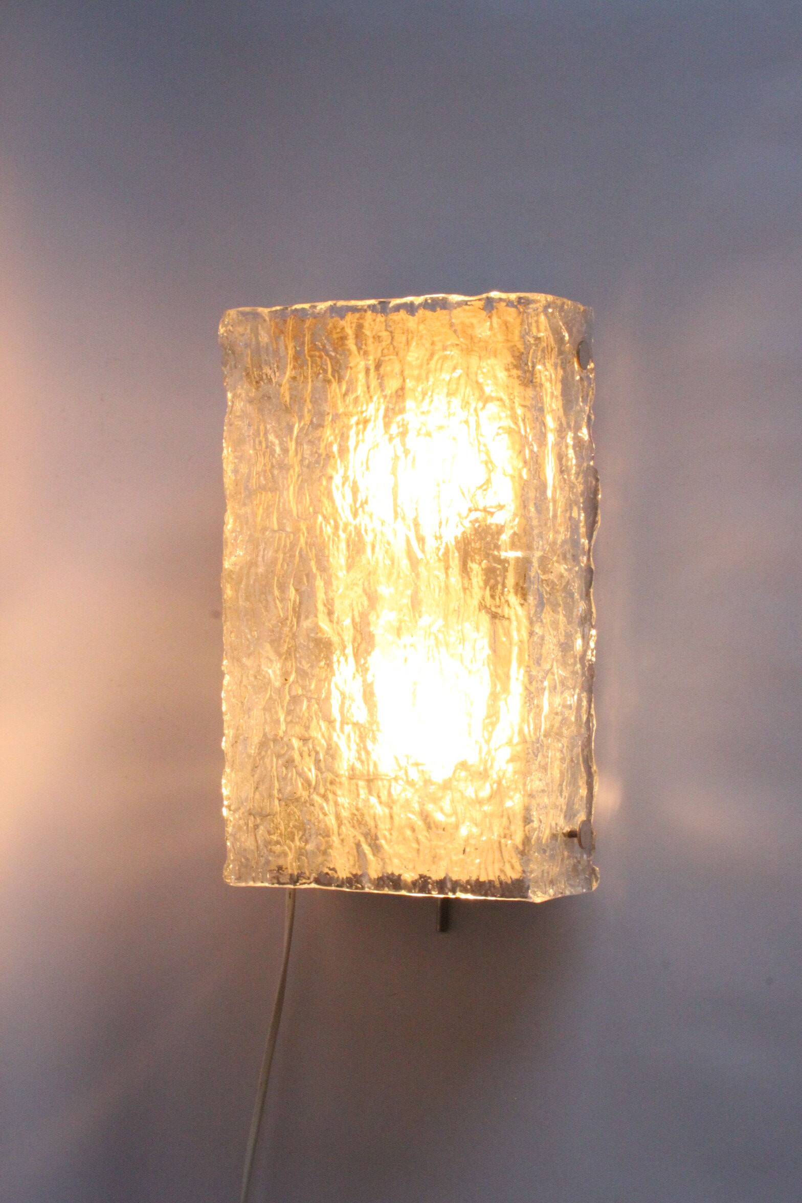 Ice glass wall sconce by Kaiser Leuchten, Germany 1960