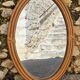 Vintage oval rattan mirror, 1970s