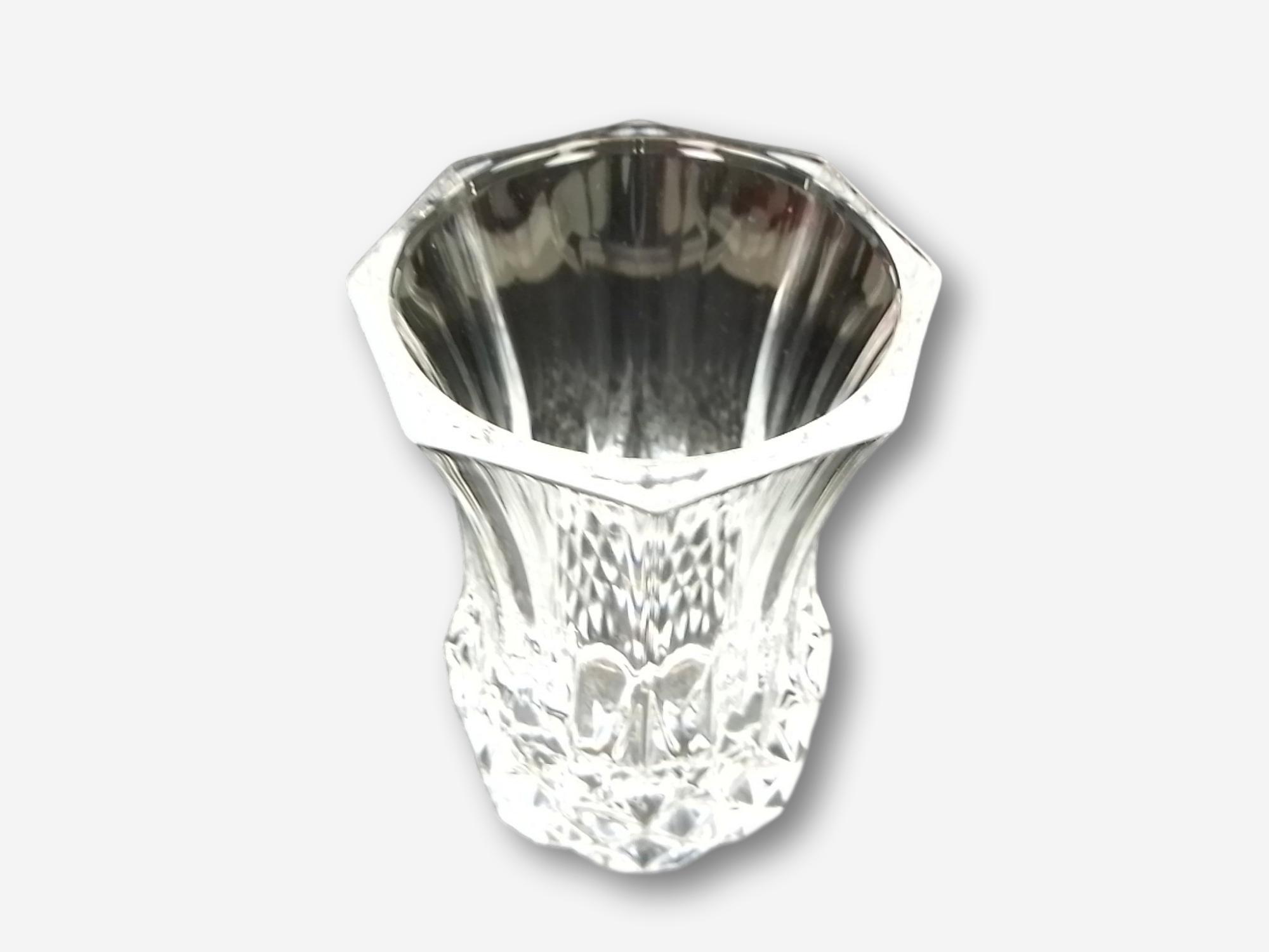 Transparent crystal vase deco relief 13 cm