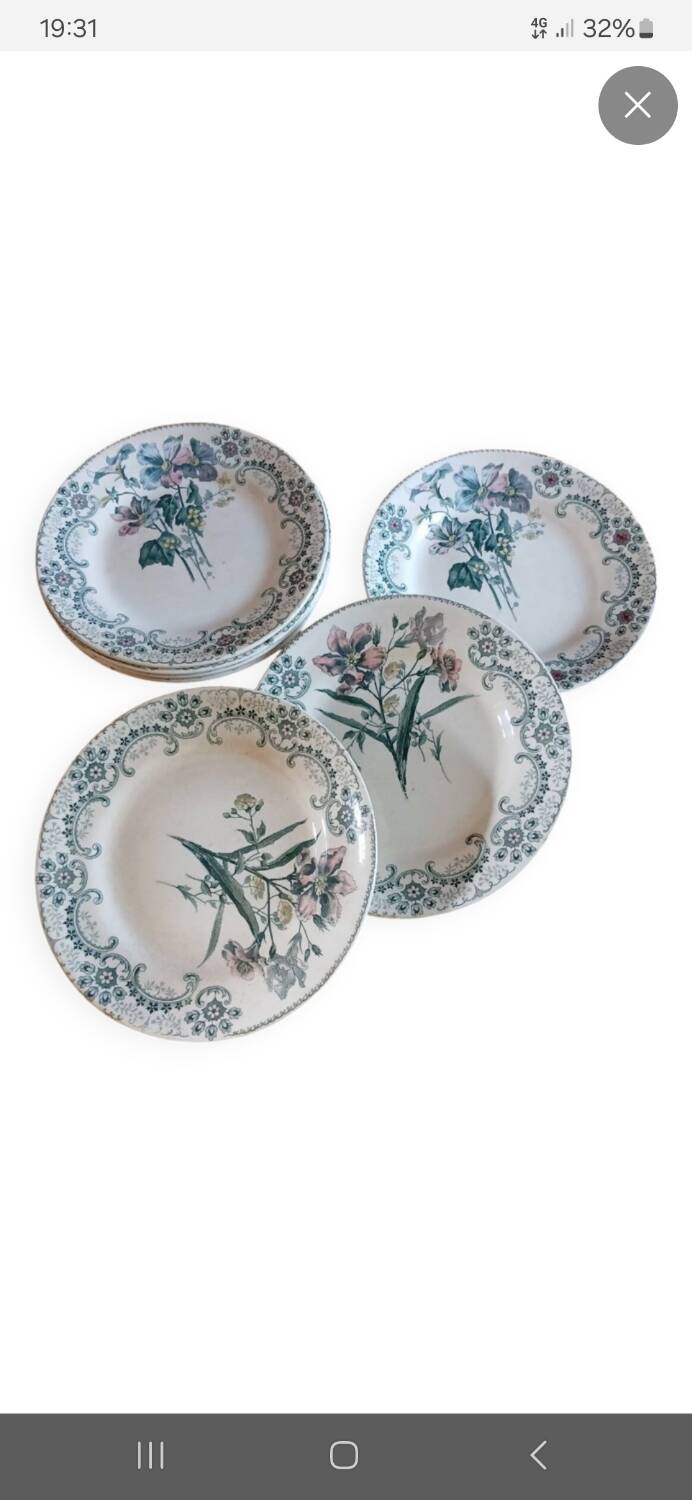 7 old flat plates Terre de fer