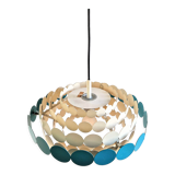 Bright Petrol and White Metal Pendant Lamp by Doria Leuchten, Germany 1960s