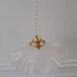 Pleated suspension in frosted glass 50s