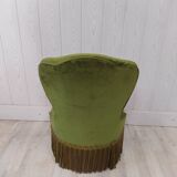 Green velvet toad armchair