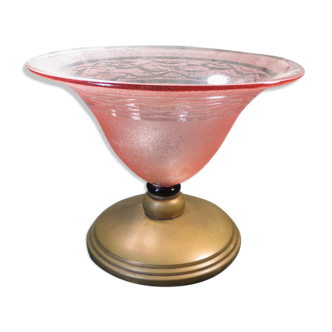 Coupe a fruit signée Schneider verre cristal rose art deco