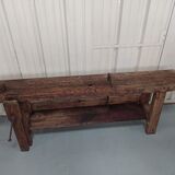 2m40 - Large old wooden workbench - vice - valet