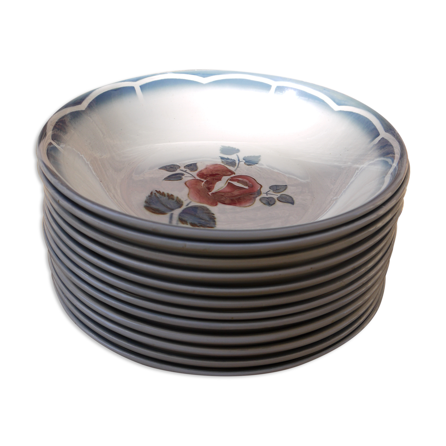 Lot of 6 Digoin Magali soup plates