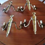 4 appliques 2 feux en bronze