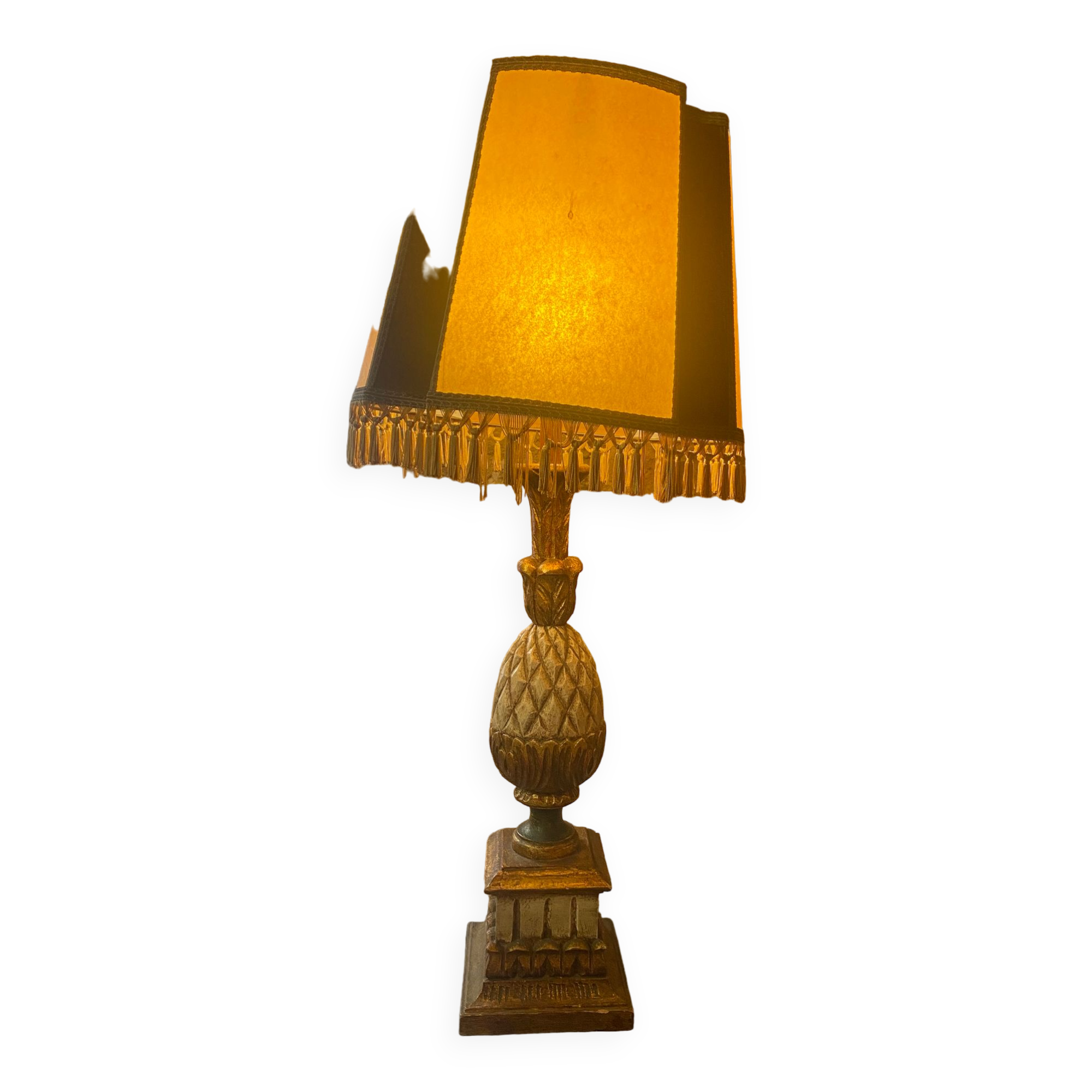 Pineapple lamp in gilded wood