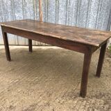 Rustic antique farmhouse table in solid oak with 1 drawer.