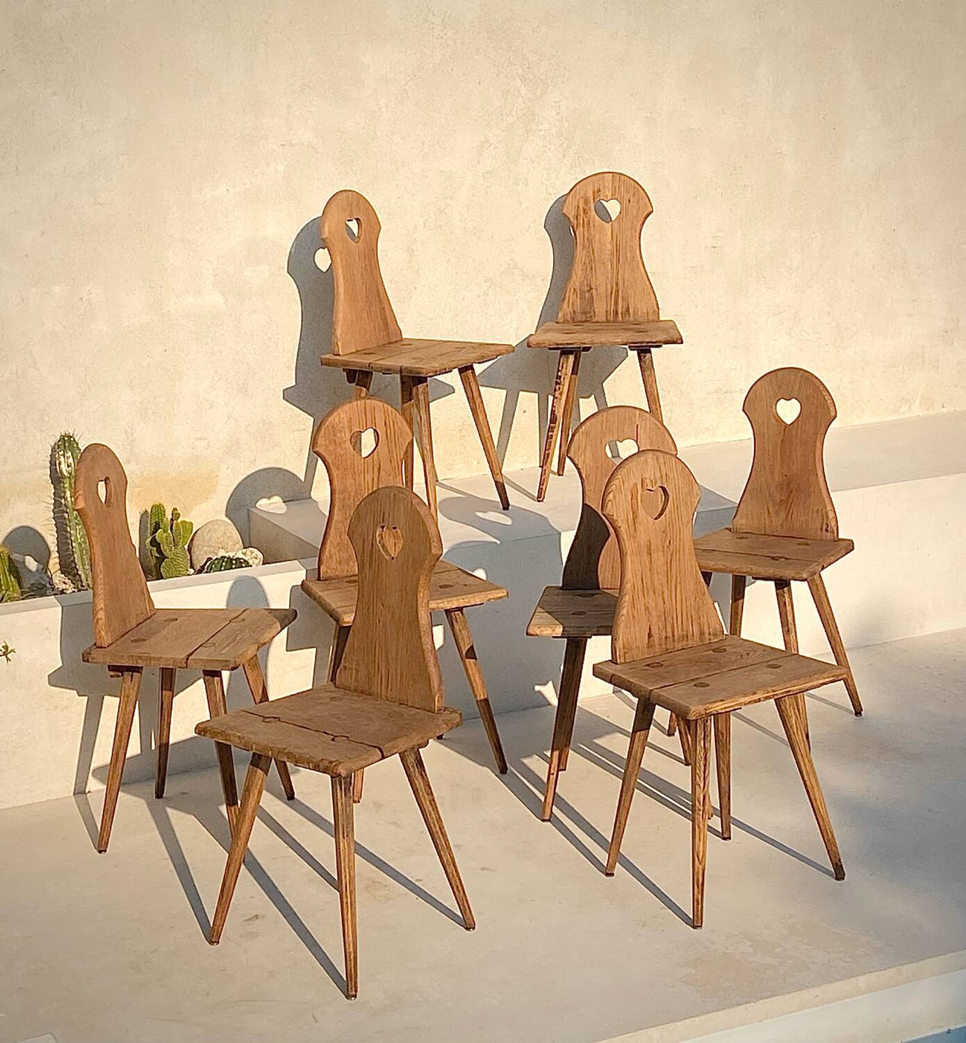 Lot de 8 chaises de montagne en bois