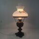 Mid-century Czech cast iron glass lamp vintage floral shade home lighting