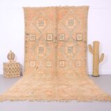 Large Vintage Moroccan Rug 188 x 387 cm - Peach Berber Rug - Handmade Rug