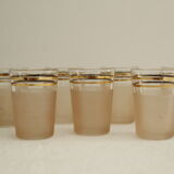7 pink and gold vintage glass liquor glasses