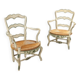 Antique baroque-style armchairs in lacquered wood from the 19th century.