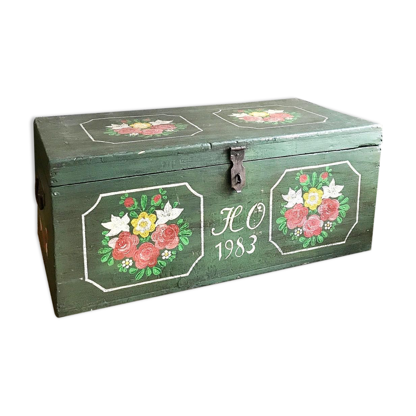Hand-painted wooden trunk
