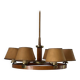 6 wooden paper head chandeliers with brass details, 1960s, Germany