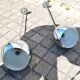 Set of 2 design ball lamps in chromed metal industrial pendant lights 1970