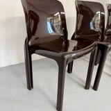 Set of 5 Selene plastic chairs designed by Vico Magistretti Artemide